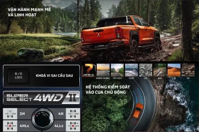 Các chế độ lái đa địa hình trên Mitsubishi Triton 2025