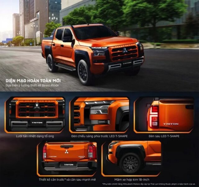 Góc nhìn bên hông của Mitsubishi Triton 2025 với vóc dáng bề thế
