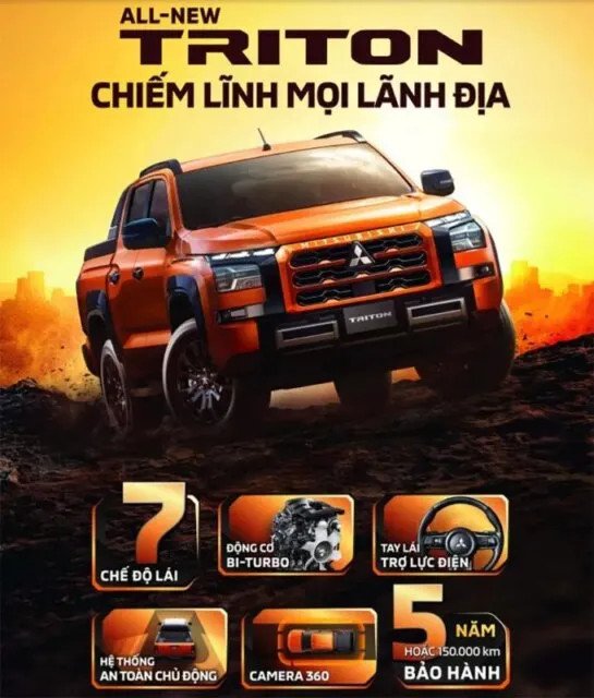 Mitsubishi Triton 2025 thế hệ mới với thiết kế ngoại thất mạnh mẽ