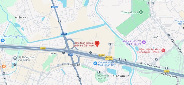 Bản đồ chỉ dẫn đến Bảo tàng Lịch sử Quân sự Việt Nam