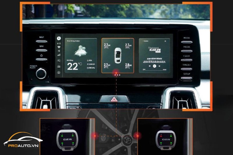 Bộ cảm biến áp suất lốp ICAR Ellisafe với thiết kế nhỏ gọn và bền bỉ.