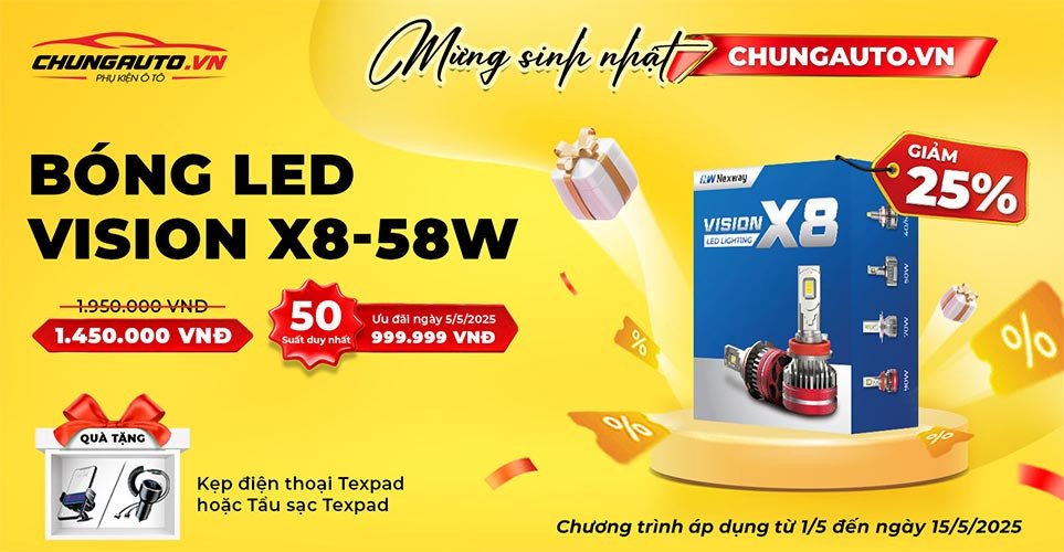 Bóng đèn LED Vision X8 58W cao cấp cho xe ô tô