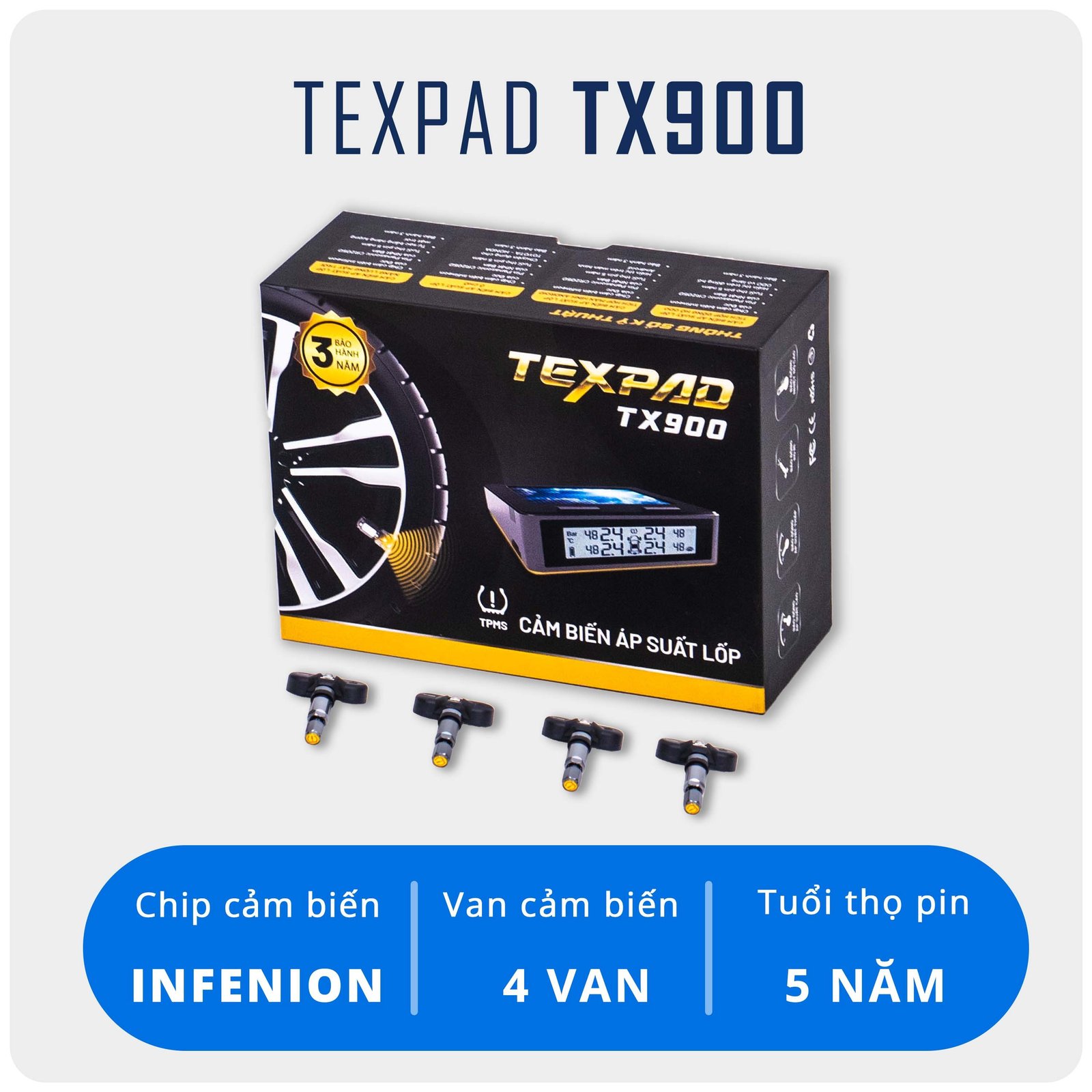 Cảm biến áp suất lốp TexPad T900 hiển thị thông số lốp xe Mazda 6