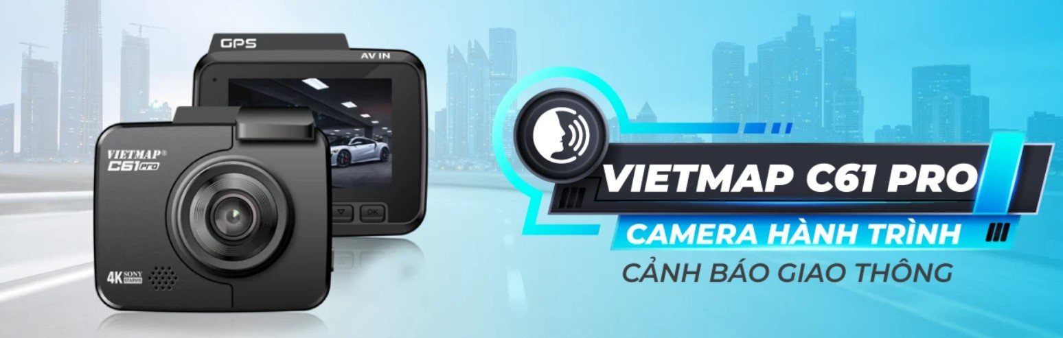Camera hành trình VIETMAP C61 Pro với ống kính lớn, cung cấp hình ảnh 4K sắc nét kể cả trong điều kiện thiếu sáng.