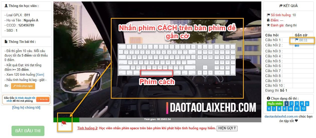 Gắn cờ trong bài thi mô phỏng