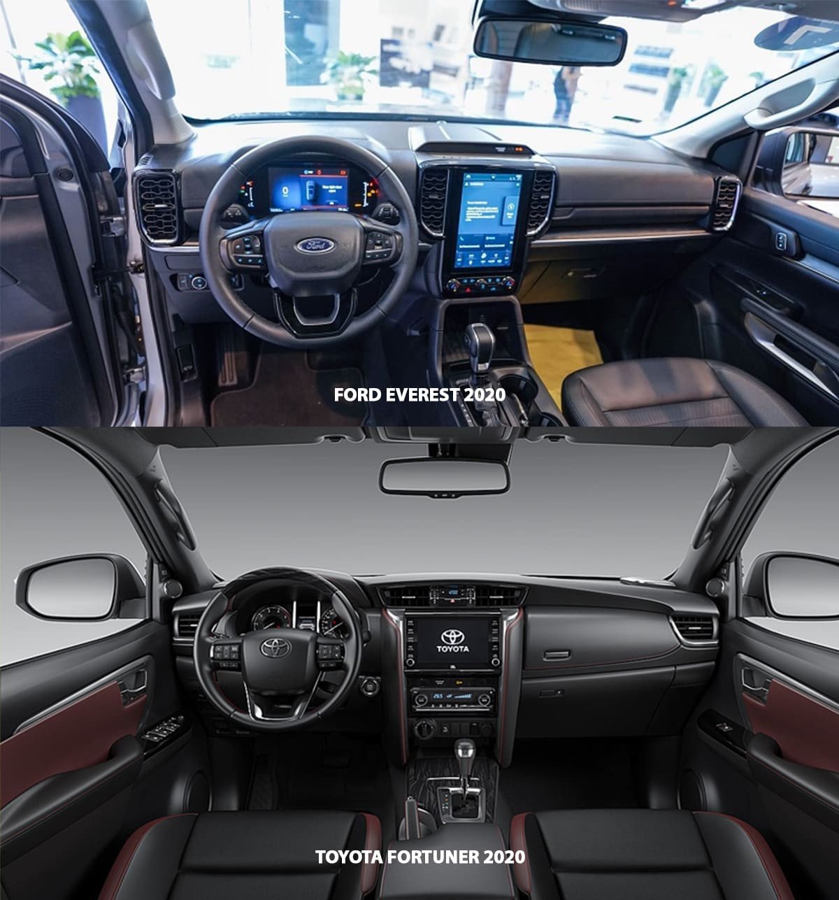Khoang nội thất tiện nghi của Ford Everest 2020 và Toyota Fortuner 2020