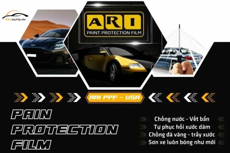Kỹ thuật viên đang cẩn thận dán phim PPF ARI lên bề mặt sơn xe ô tô