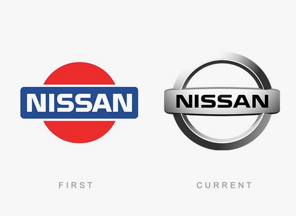 Logo Nissan với hình dạng kim loại hiện đại