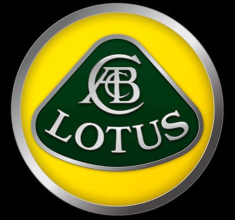 Logo xe Lotus với hình thoi xanh rêu và chữ viết tắt