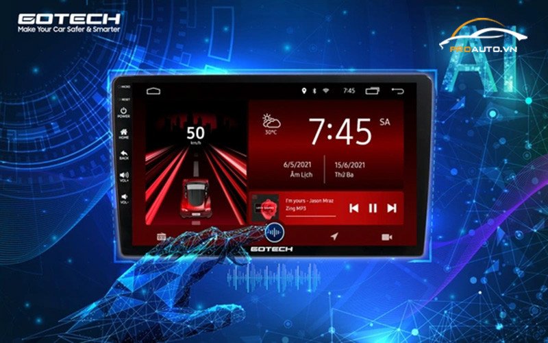 Màn hình Gotech GT 2K MAX với thiết kế tràn viền hiện đại trên xe ô tô