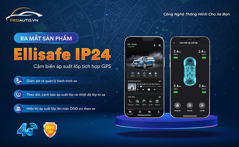 Mẫu cảm biến áp suất lốp ICAR Ellisafe IP24 với màn hình hiển thị trực quan.