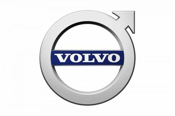 Vòng tròn thép với mũi tên của logo Volvo