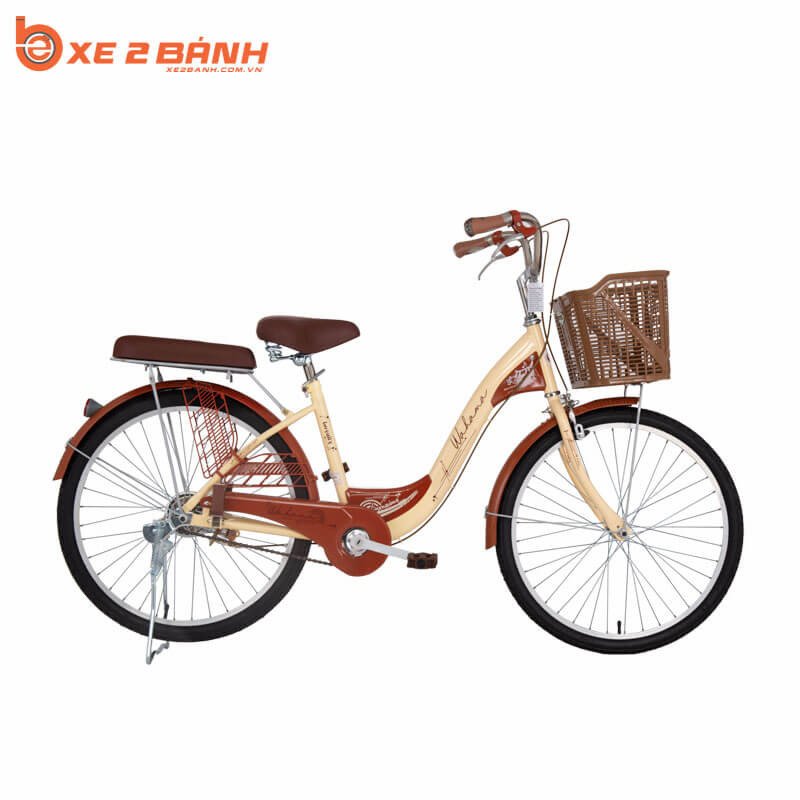 Xe đạp VHBIKE 24 inch Hello Kitty màu kem thanh lịch