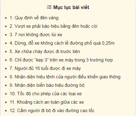 Luật Giao Thông Đường Bộ Xe Ô Tô Mới Nhất