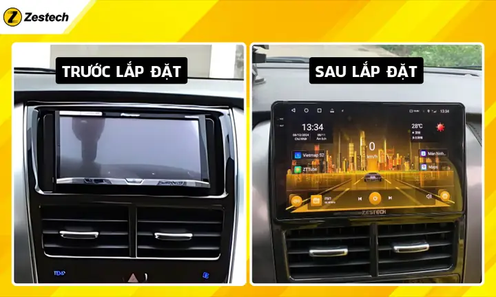Trước Và Sau Khi Lắp Đặt Màn Hình Ô Tô Cho Xe Toyota Vios 2019, 2020, 2021