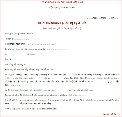 Mẫu Đơn Xin Hỗ Trợ Xe Ô Tô: Hướng Dẫn Chi Tiết & Tải Mẫu Miễn Phí