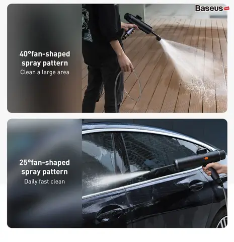 Hình Ảnh Chi Tiết Máy Phun Tăng Áp Rửa Xe Ô Tô Sử Dụng Pin Sạc Baseus Dual Power Portable Electric Car Wash Spray Nozzle
