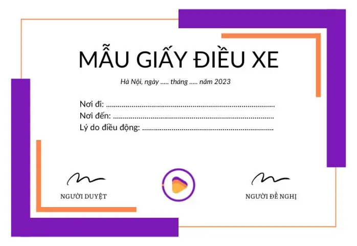 Mẫu Quyết Định Điều Động Xe Ô Tô Chuẩn