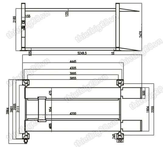 Cầu Nâng 4 Trụ Đỗ Xe Titano Ts-8h – 3.5 Tấn, 2185mm