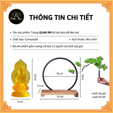 Tượng Led Quan Âm 7 Màu Bỏ Xe Ô Tô