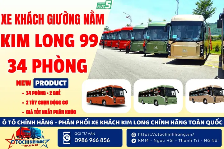 Xe Khách Giường Nằm Kim Long 99 34 Phòng + 2 Ghế - Giá Tốt Nhất