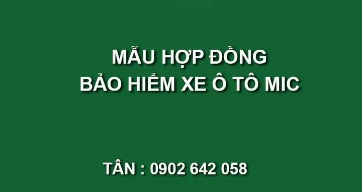 Mẫu Hợp Đồng Bảo Hiểm Xe Ô Tô