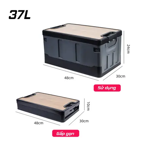 Thùng Đựng Đồ Cốp Xe Ô Tô Gấp Gọn Nắp Gỗ 37l Chịu Tải Trọng Thùng Đựng Đồ Cốp Xe Ô Tô Gấp Gọn Nắp Gỗ 37l Chịu Tải Trọng
