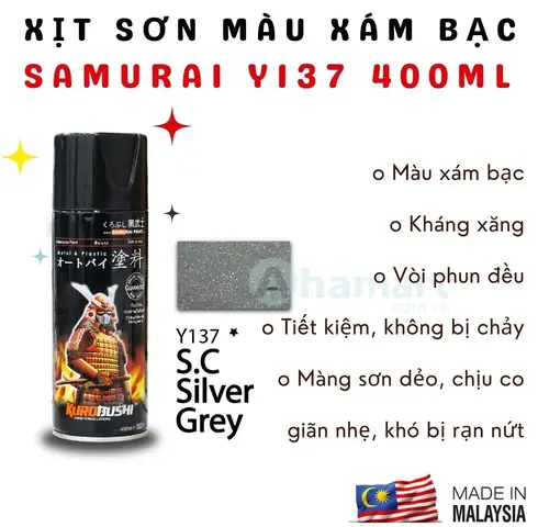 Chai Xịt Sơn Samurai Y137 Màu Xám Bạc 400ml