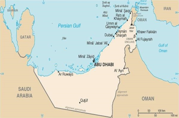 Dubai Là Nước Nào? Giải Mã Vùng Đất Giàu Có Bậc Nhất Thế Giới Bản đồ các Tiểu vương quốc Ả Rập Thống nhất