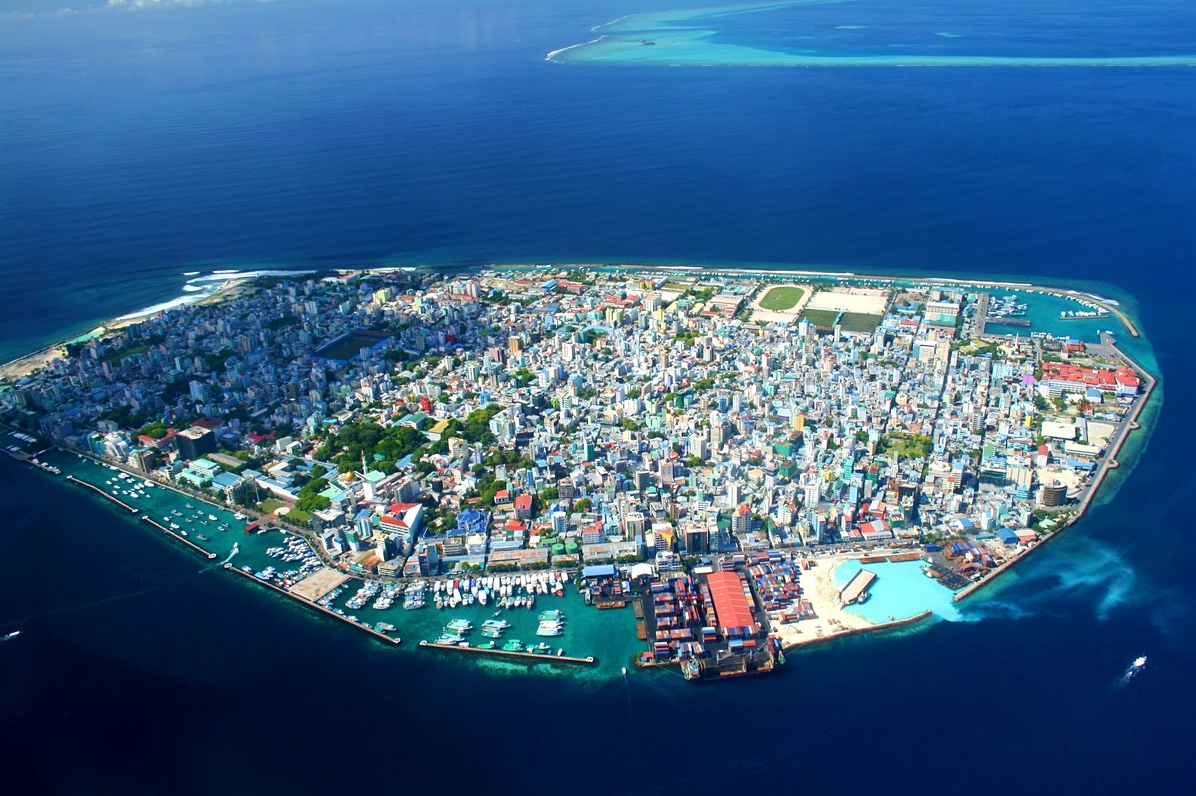 Bản đồ Maldives với thủ đô Malé và các đảo san hô