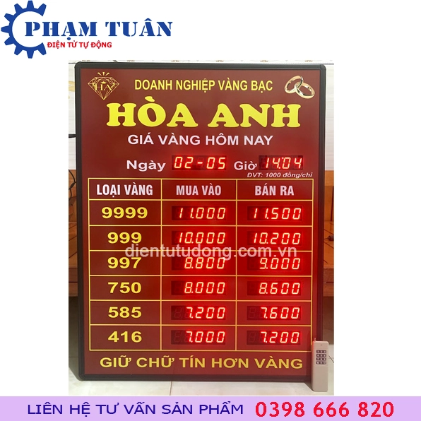 Bảng giá vàng cập nhật