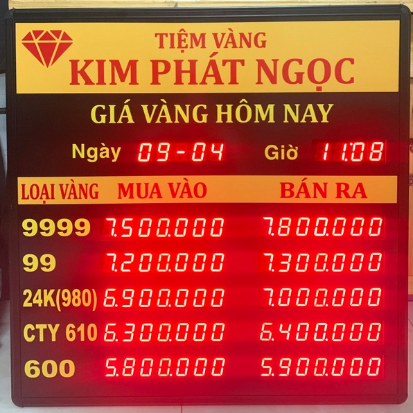 Bảng giá vàng tại tiệm vàng Kim Phát Ngọc