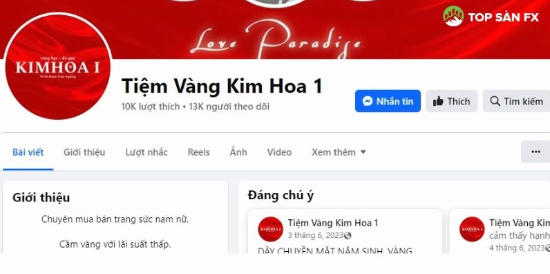 Cửa hàng tiệm vàng Kim Hoa