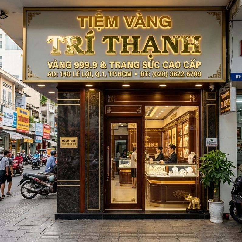 Tiệm Vàng Trí Thành: Uy Tín Vàng, Sáng Mãi Niềm Tin 2026 Mặt tiền Tiệm Vàng Trí Thành ấn tượng