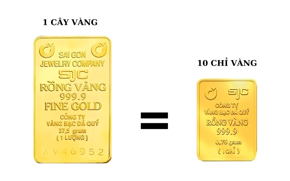 So sánh 1 cây vàng và 1 chỉ vàng